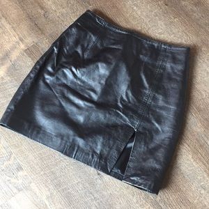 100% Leather High-Waisted Skirt